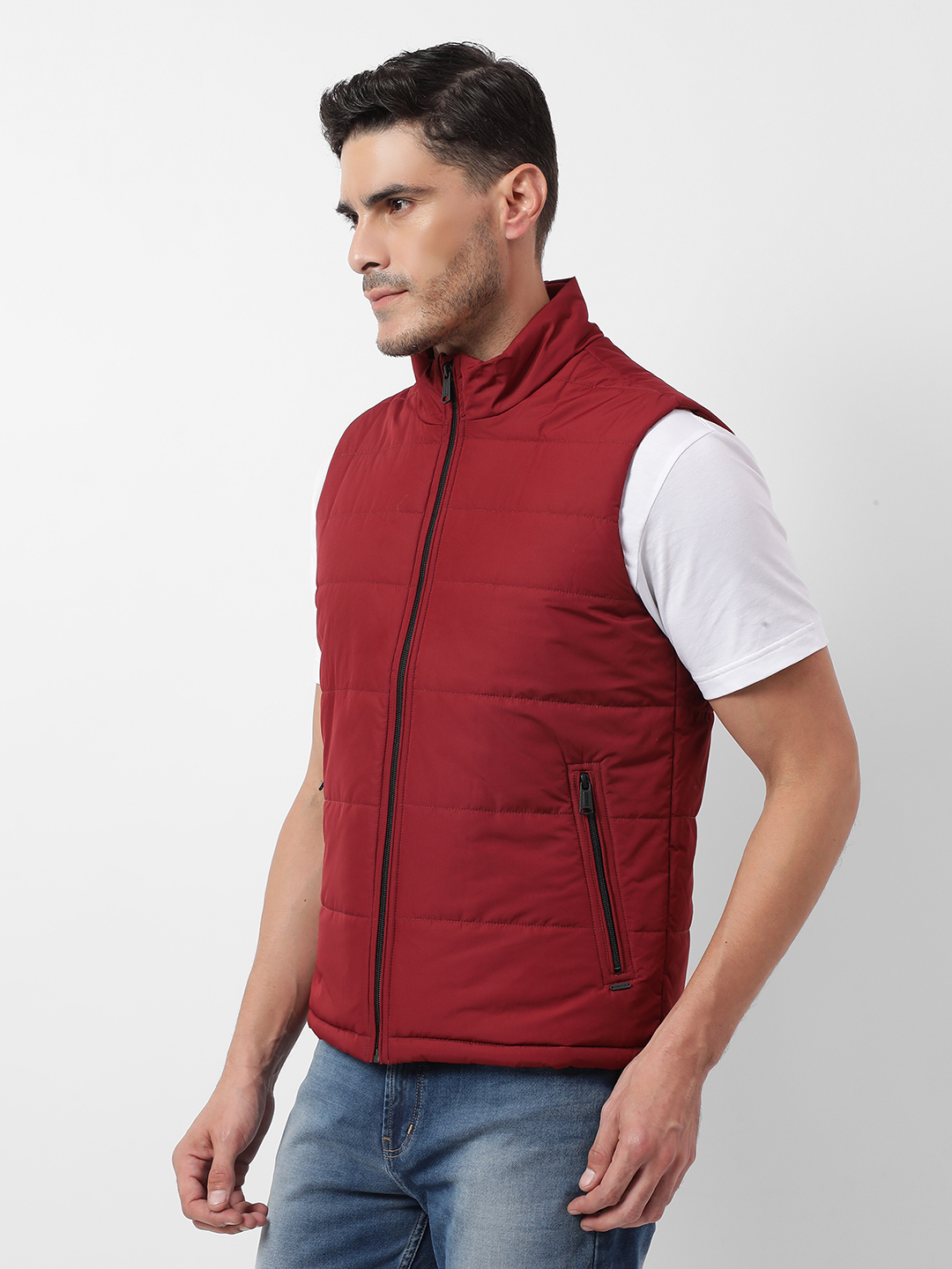 Numero Uno Men Maroon Sleeveless Jackets